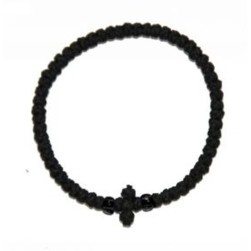 Kostibas 1559-403MM, Βραχιόλι Κομποσκοίνι, Εκκλησιαστικό, Σχοινί, Μαύρο