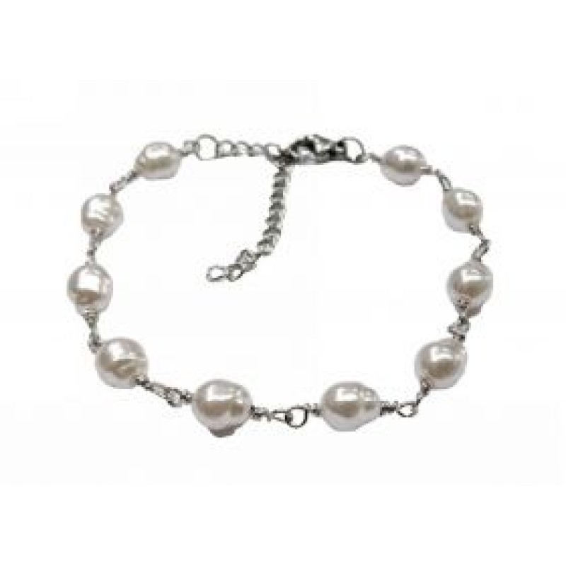 Kostibas 1512-901A1, Βραχιόλι, Μέταλλο, Πέρλα, Ασημί