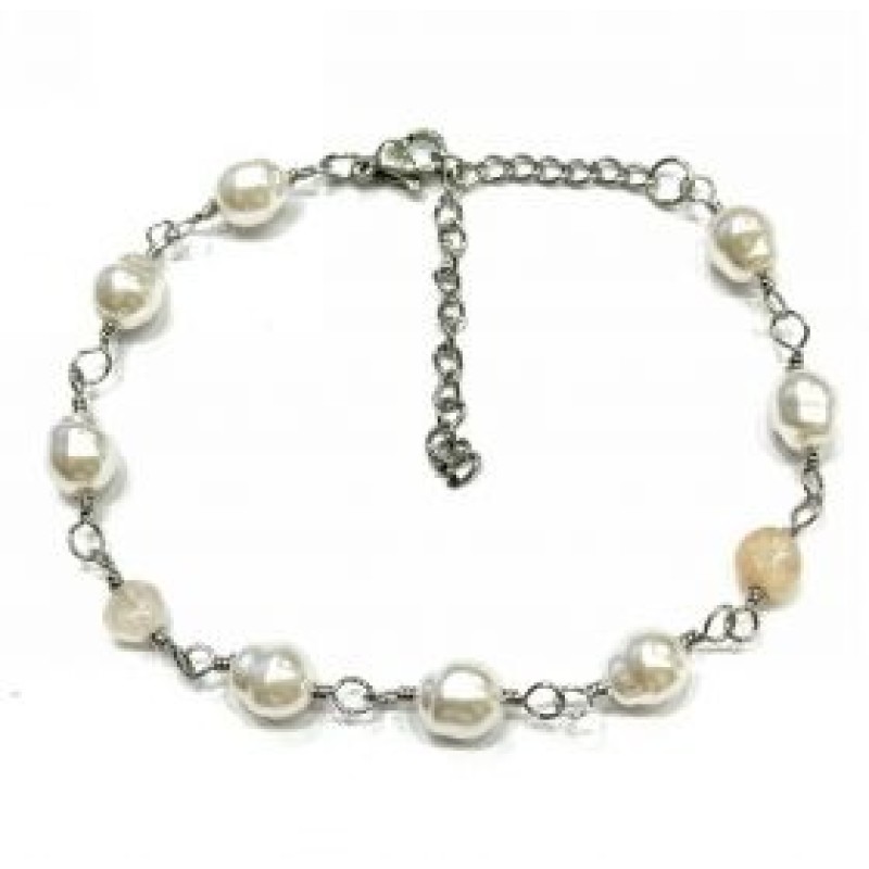 Kostibas 1512-901A4, Βραχιόλι, Μέταλλο, Πέρλα, Ασημί
