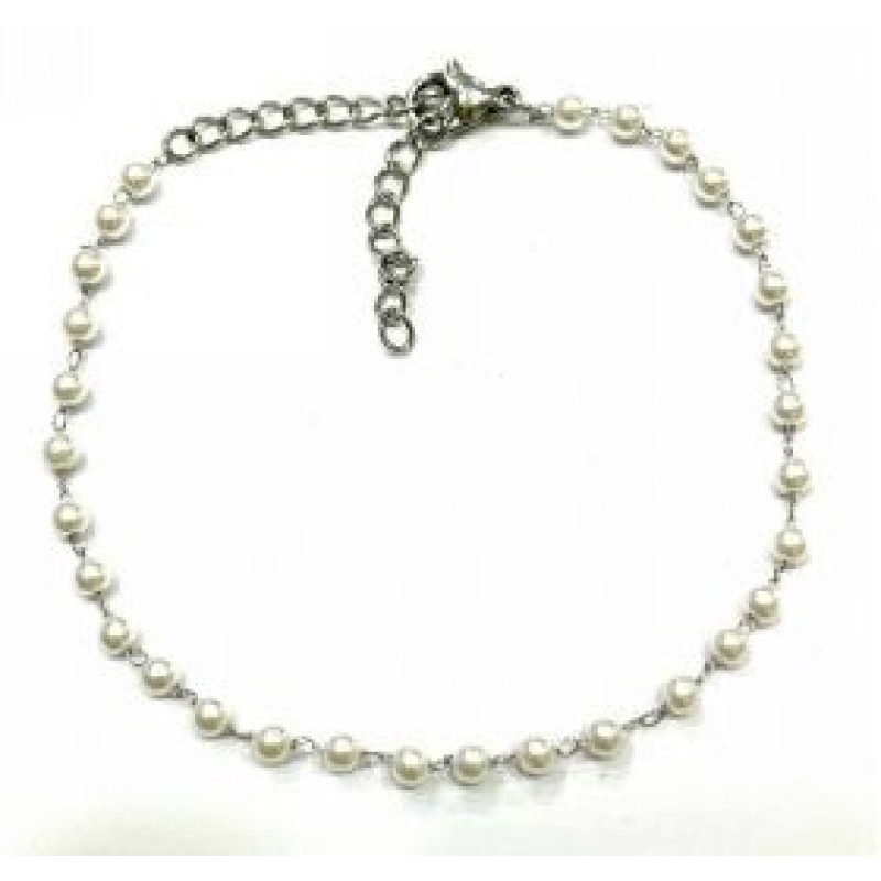 Kostibas 1513-847LP, Βραχιόλι, Ατσάλι, Πέρλα, Λευκό/Ασημί