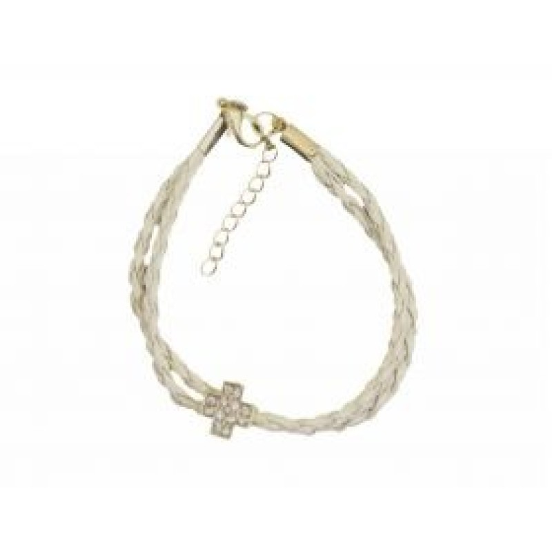 Kostibas 1521-312E, Βραχιόλι Εκκλησιαστικό, Σχοινί, Στρας, Εκρού