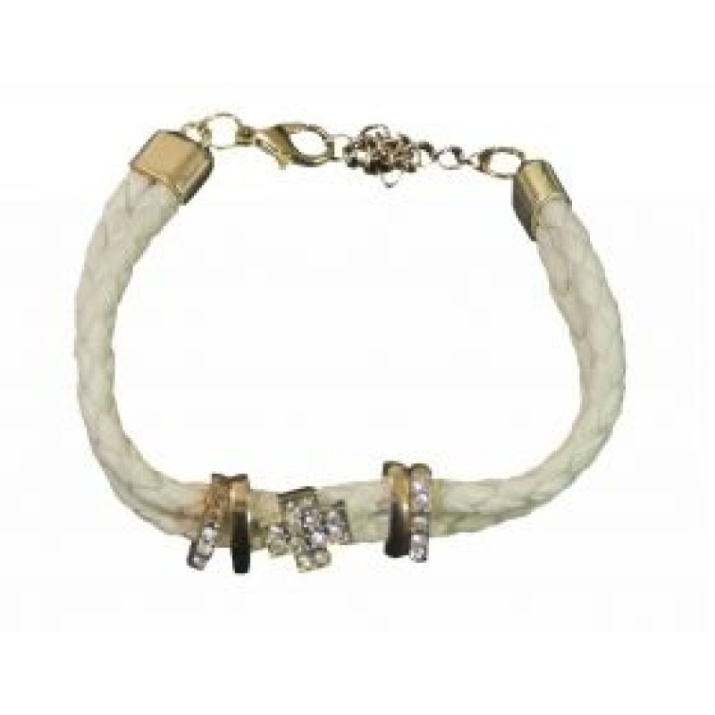 Kostibas 1521-313E, Βραχιόλι Εκκλησιαστικό, Σχοινί, Στρας, Εκρού