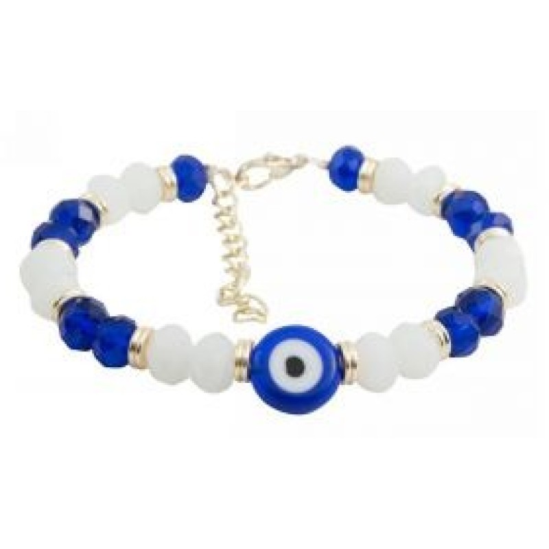 Kostibas 1529-831B, Βραχιόλι, Ατσάλι, Κρύσταλλος, Λευκό/Μπλε