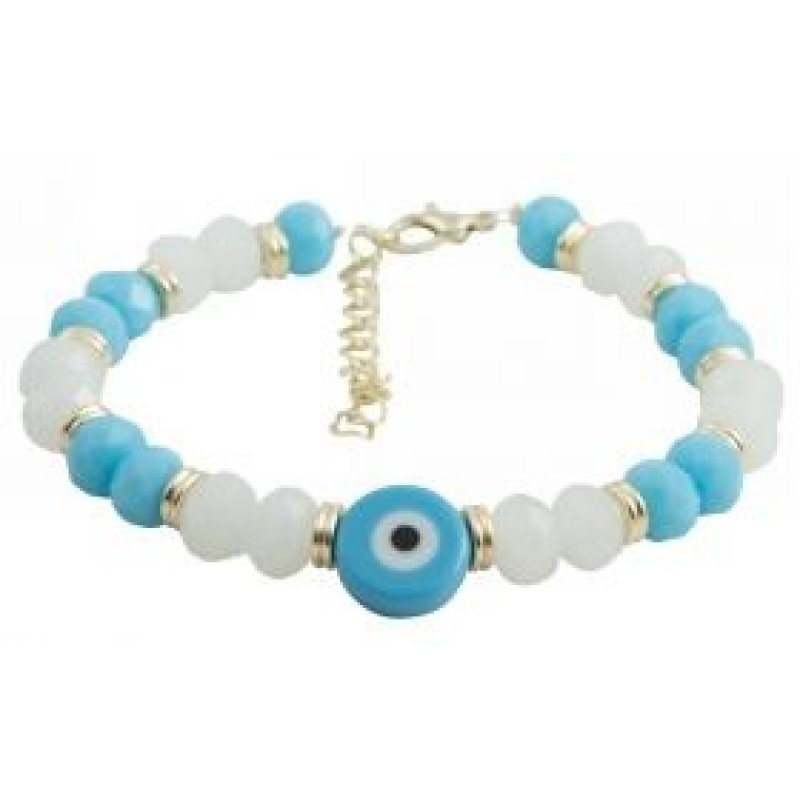 Kostibas 1529-831T, Βραχιόλι, Ατσάλι, Κρύσταλλος, Λευκό/Τιρκουάζ