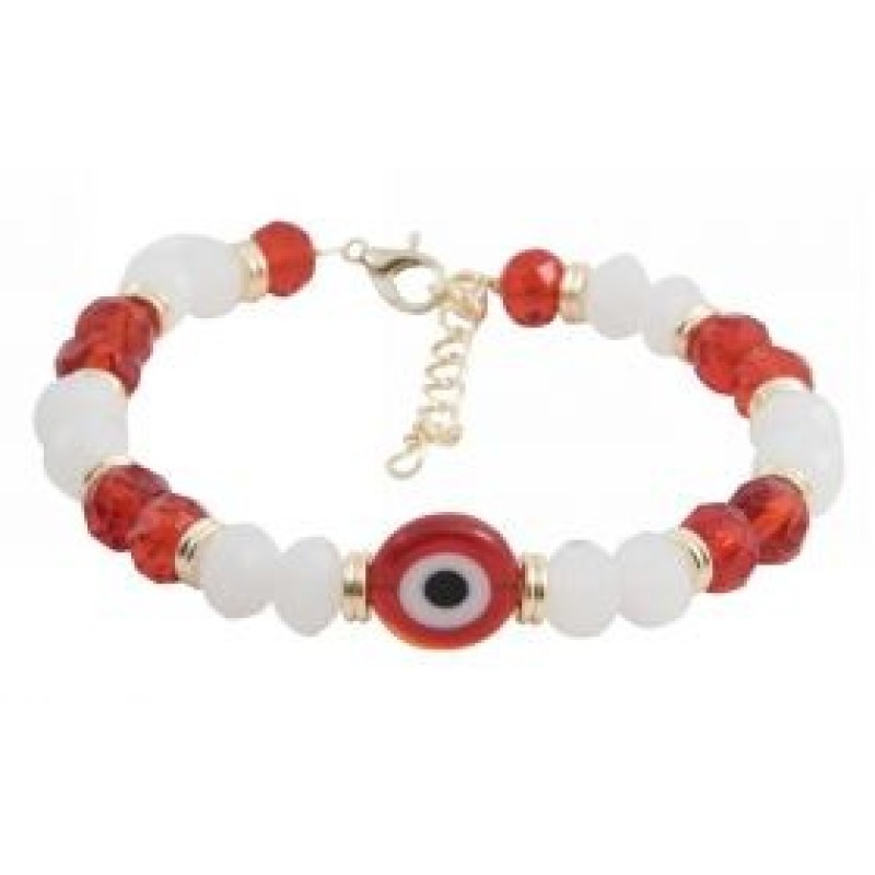 Kostibas 1529-831U, Βραχιόλι, Ατσάλι, Κρύσταλλος, Λευκό/Κόκκινο