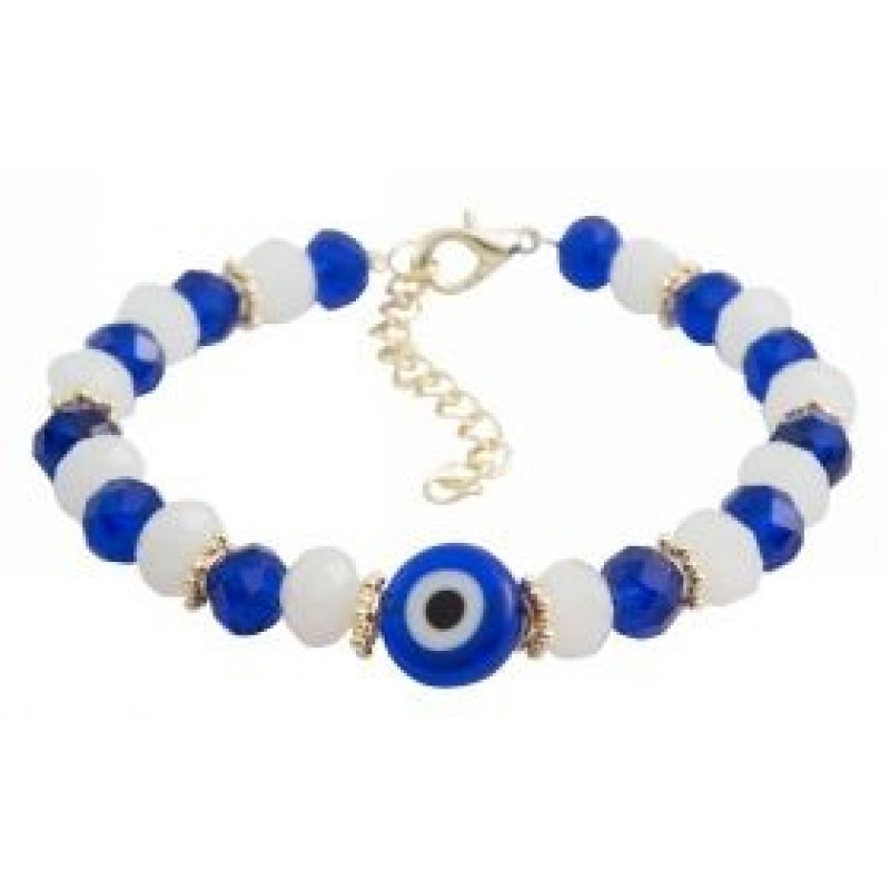 Kostibas 1529-832B, Βραχιόλι, Ατσάλι, Κρύσταλλος, Λευκό/Μπλε