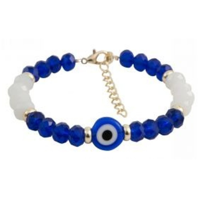 Kostibas 1529-833B, Βραχιόλι, Ατσάλι, Κρύσταλλος, Λευκό/Μπλε