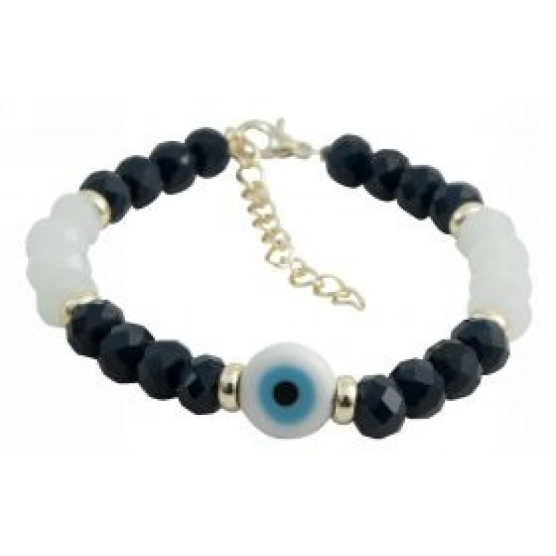 Kostibas 1529-833L, Βραχιόλι, Ατσάλι, Κρύσταλλος, Λευκό/Μαύρο