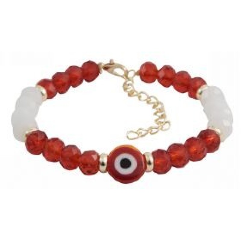 Kostibas 1529-833U, Βραχιόλι, Ατσάλι, Κρύσταλλος, Λευκό/Κόκκινο