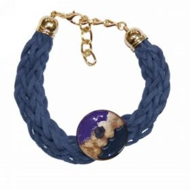 Kostibas 1589-501B, Βραχιόλι, Σχοινί Σουέτ, Κουμπί, Μπλε