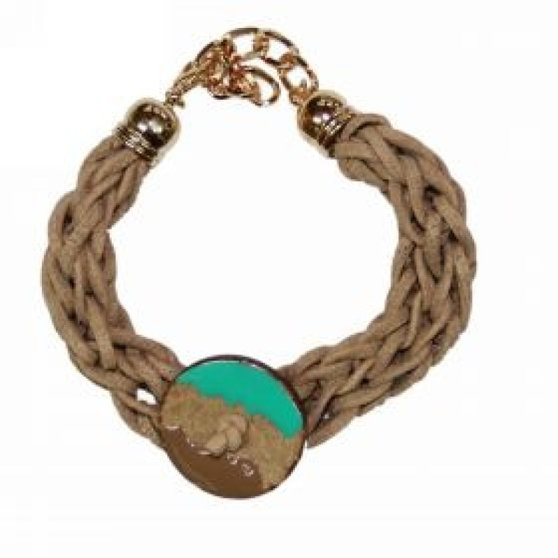 Kostibas 1589-501E, Βραχιόλι, Σχοινί Σουέτ, Κουμπί, Εκρού