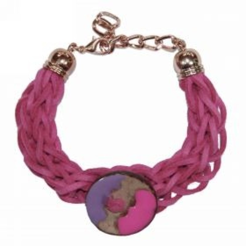 Kostibas 1589-501F, Βραχιόλι, Σχοινί Σουέτ, Κουμπί, Φούξια