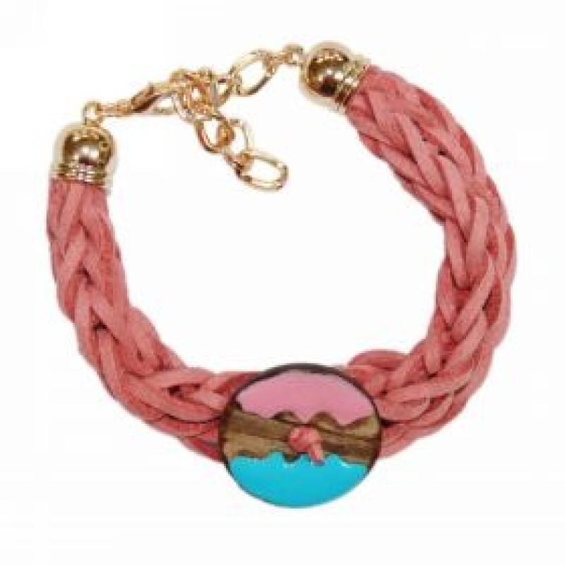 Kostibas 1589-501I, Βραχιόλι, Σχοινί Σουέτ, Κουμπί, Κοραλί