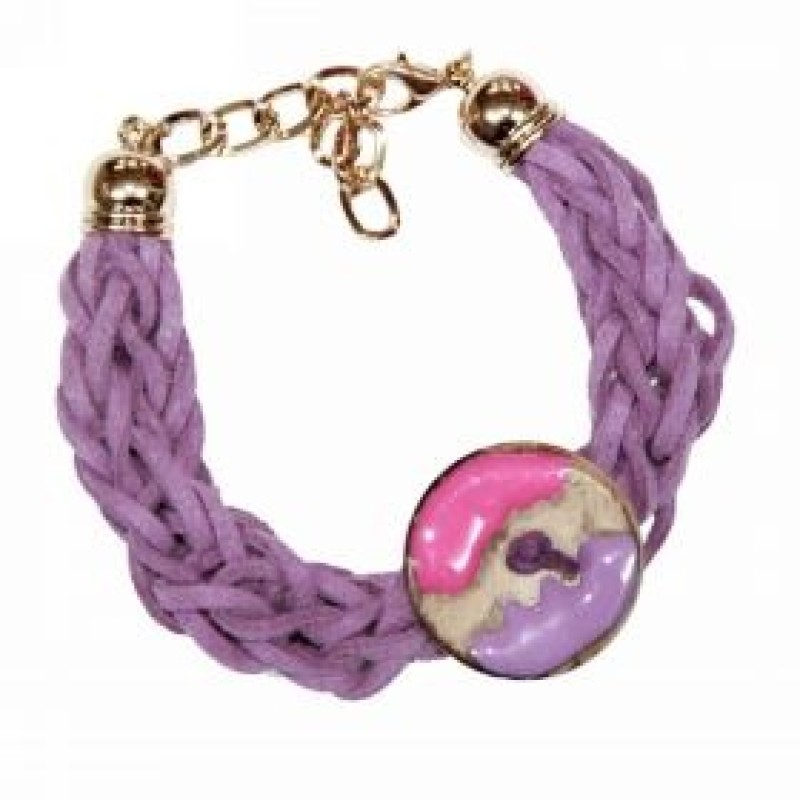 Kostibas 1589-501J, Βραχιόλι, Σχοινί Σουέτ, Κουμπί, Λιλά