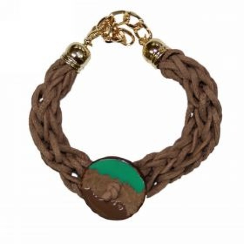 Kostibas 1589-501K, Βραχιόλι, Σχοινί Σουέτ, Κουμπί, Καφέ