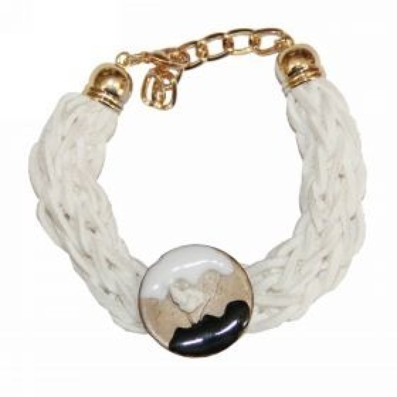 Kostibas 1589-501L, Βραχιόλι, Σχοινί Σουέτ, Κουμπί, Λευκό