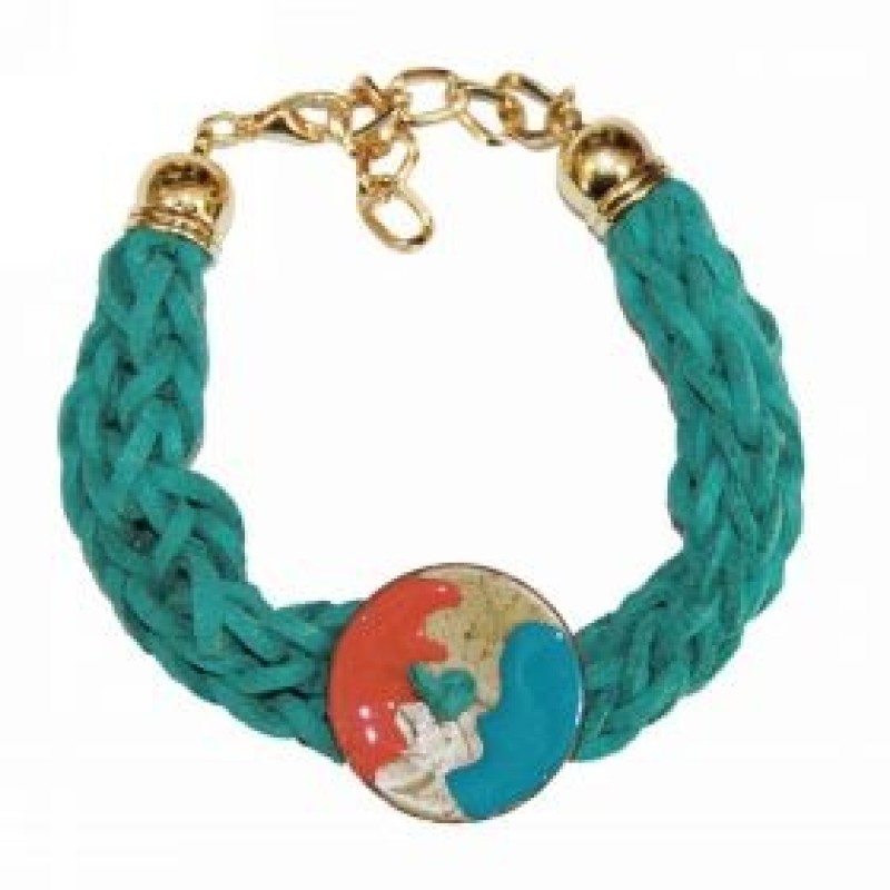 Kostibas 1589-501N, Βραχιόλι, Σχοινί Σουέτ, Κουμπί, Πετρόλ