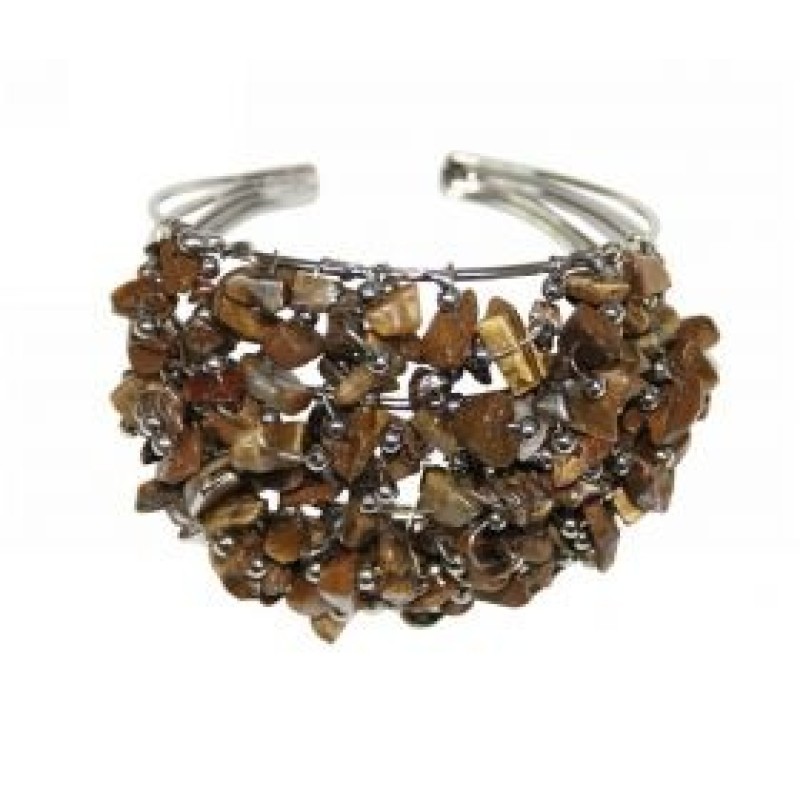 Kostibas 1514-003B, Βραχιόλι, Μέταλλο, Ημιπολύτιμη Πέτρα, Καφέ