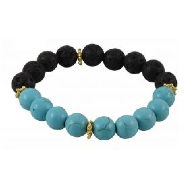 Kostibas 1514-808AD, Βραχιόλι, Πέτρα, Λάβα, Μαύρο/Τιρκουάζ