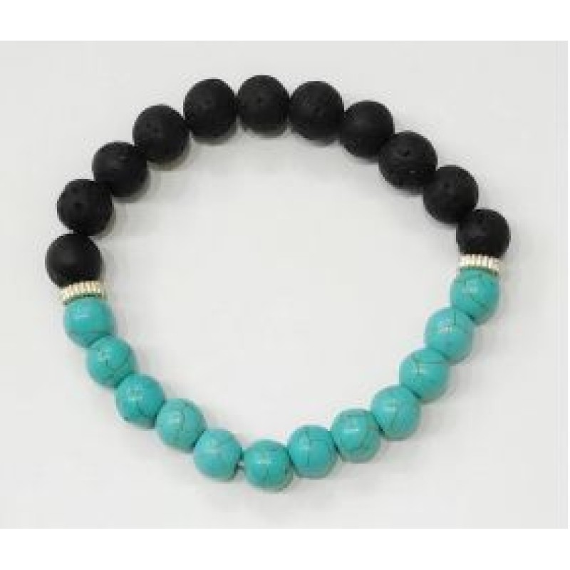 Kostibas 1514-824AD, Βραχιόλι, Πέτρα, Λάβα, Μαύρο/Τιρκουάζ