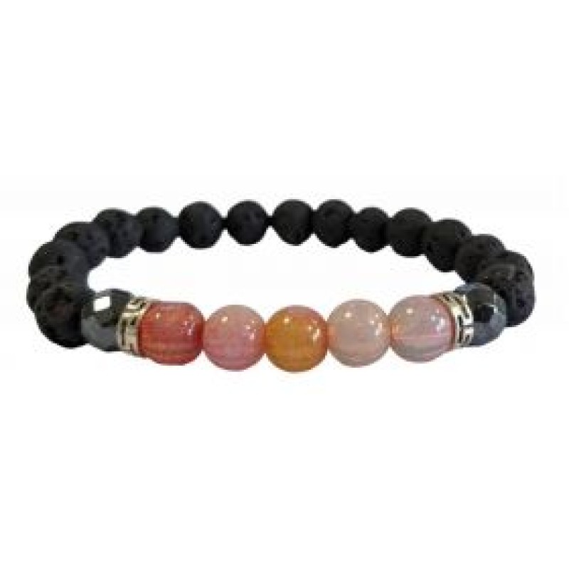 Kostibas 1514-901O1, Βραχιόλι, Πέτρα, Μαύρο/Πορτοκαλί