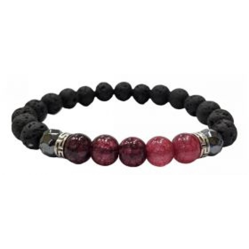 Kostibas 1514-901U1, Βραχιόλι, Πέτρα, Μαύρο/Κόκκινο