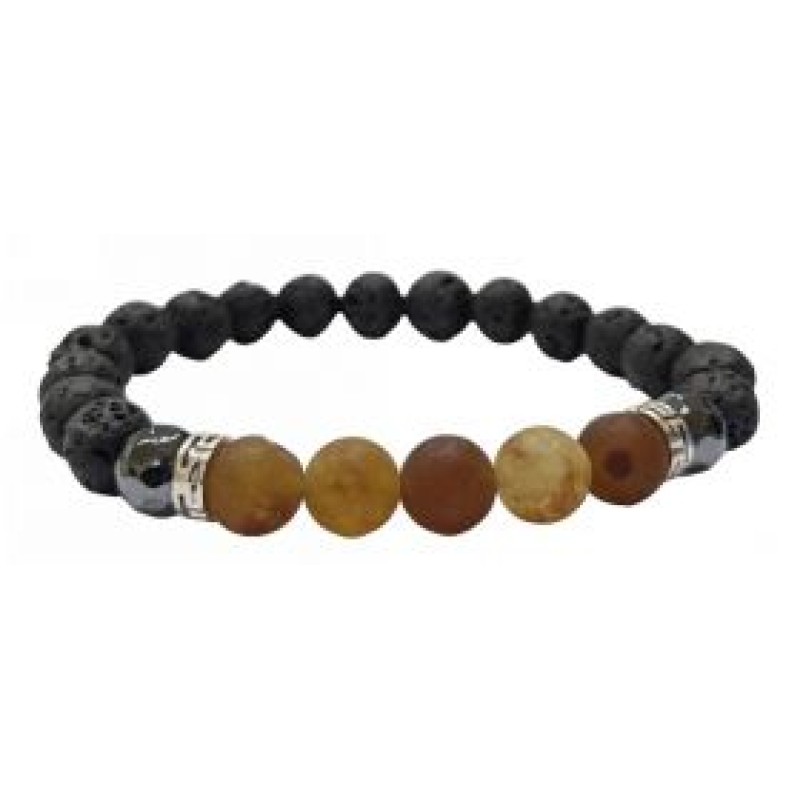 Kostibas 1514-902K1, Βραχιόλι, Πέτρα, Γυαλί, Μαύρο/Καφέ