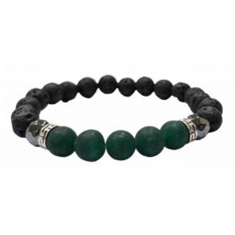 Kostibas 1514-902P1, Βραχιόλι, Πέτρα, Γυαλί, Μαύρο/Πράσινο