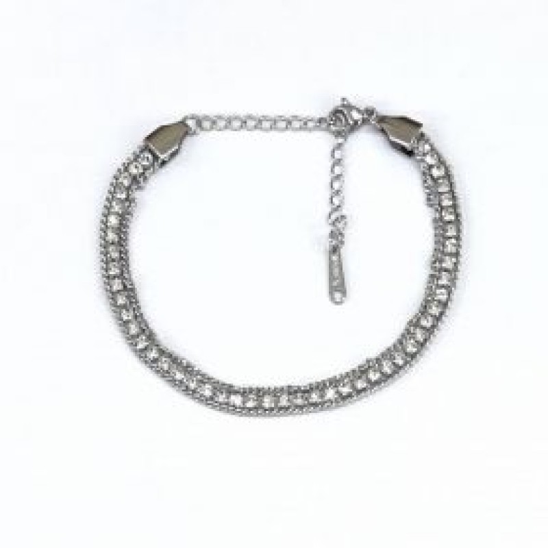 Kostibas 1513-624A, Βραχιόλι, Ατσάλι, Στρας, Ασημί