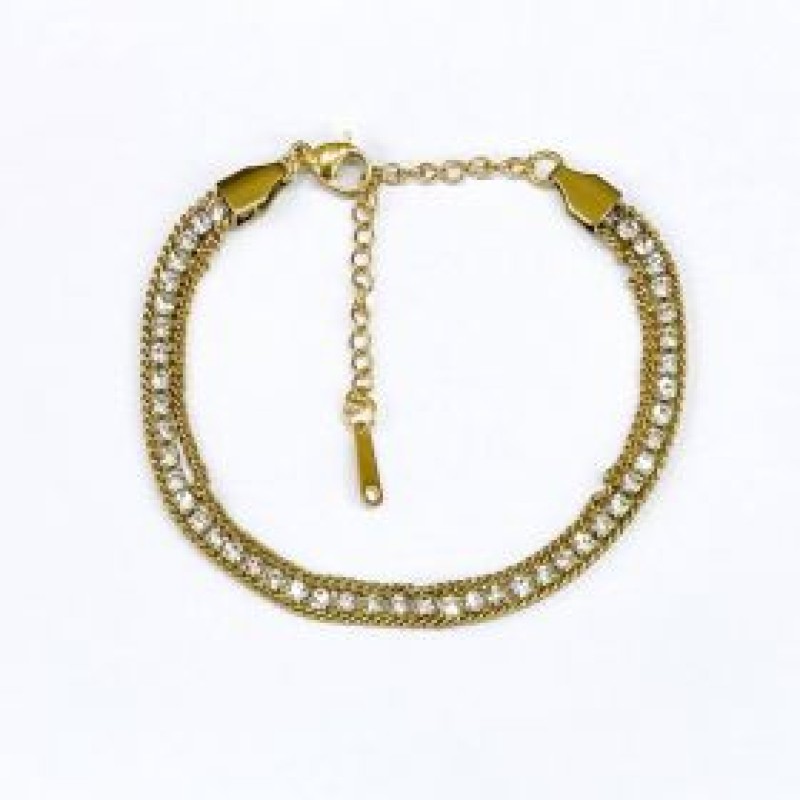 Kostibas 1513-624X, Βραχιόλι, Ατσάλι, Στρας, Χρυσό