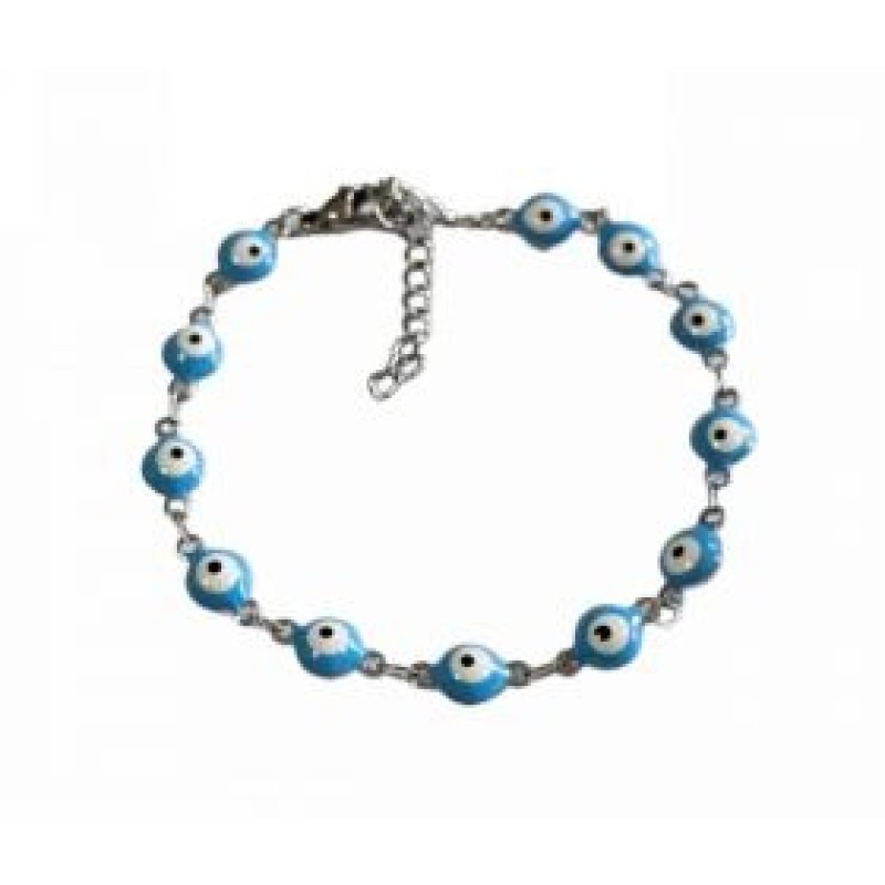Kostibas 1513-711AC, Βραχιόλι, Ατσάλι, Μάτι, Ασημί/Γαλάζιο