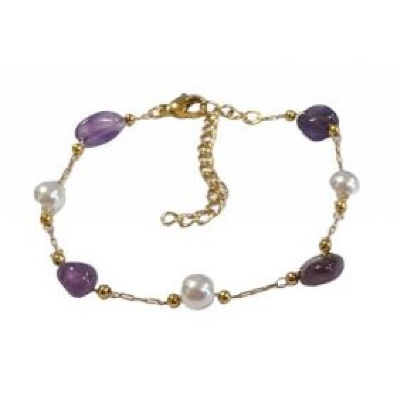 Kostibas 1513-766XJ, Βραχιόλι, Ατσάλι, Πολύτιμοι Λίθοι, Χρυσό/Μωβ
