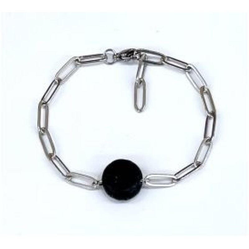 Kostibas 1513-772AA, Βραχιόλι, Ατσάλι, Πέτρα, Ασημί/Μαύρο