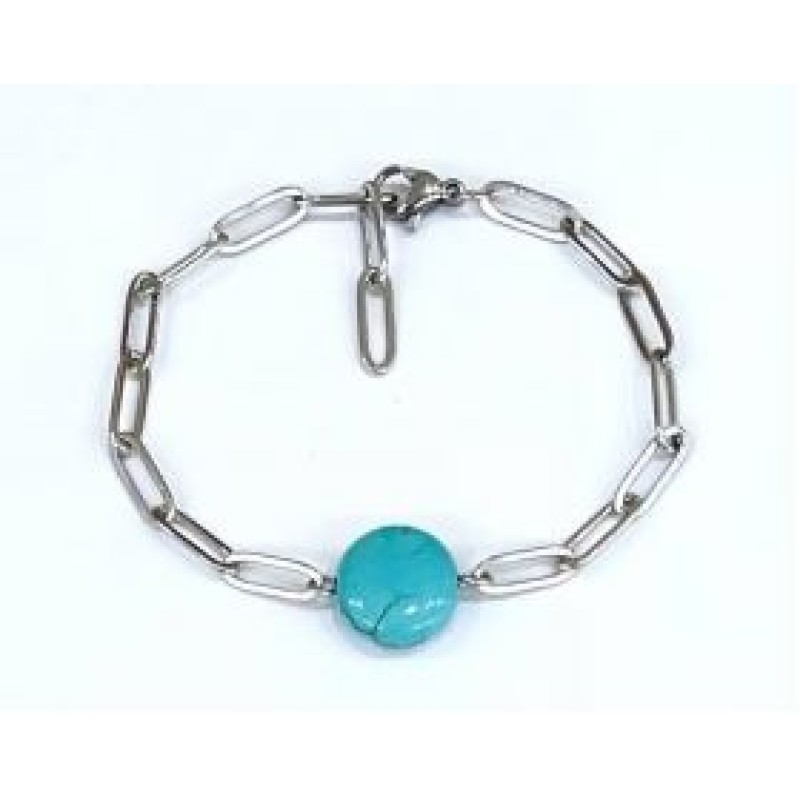 Kostibas 1513-772AT, Βραχιόλι, Ατσάλι, Πέτρα, Ασημί/Τιρκουάζ
