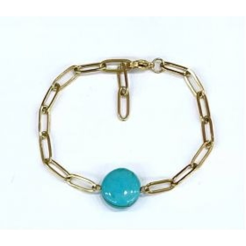 Kostibas 1513-772XT, Βραχιόλι, Ατσάλι, Πέτρα, Χρυσό/Τιρκουάζ