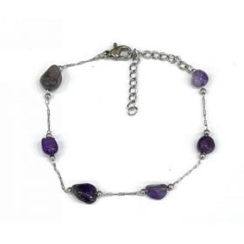 Kostibas 1513-908AJ, Βραχιόλι, Ατσάλι, Πέτρες, Ασημί/Μωβ