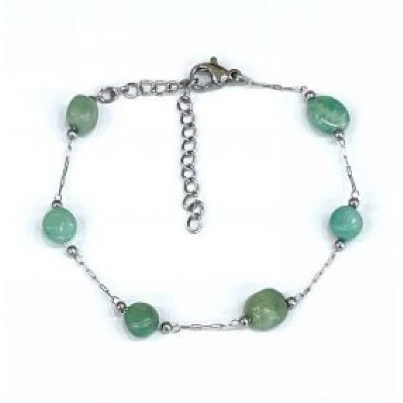 Kostibas 1513-908AP, Βραχιόλι, Ατσάλι, Πέτρες, Ασημί/Πράσινο