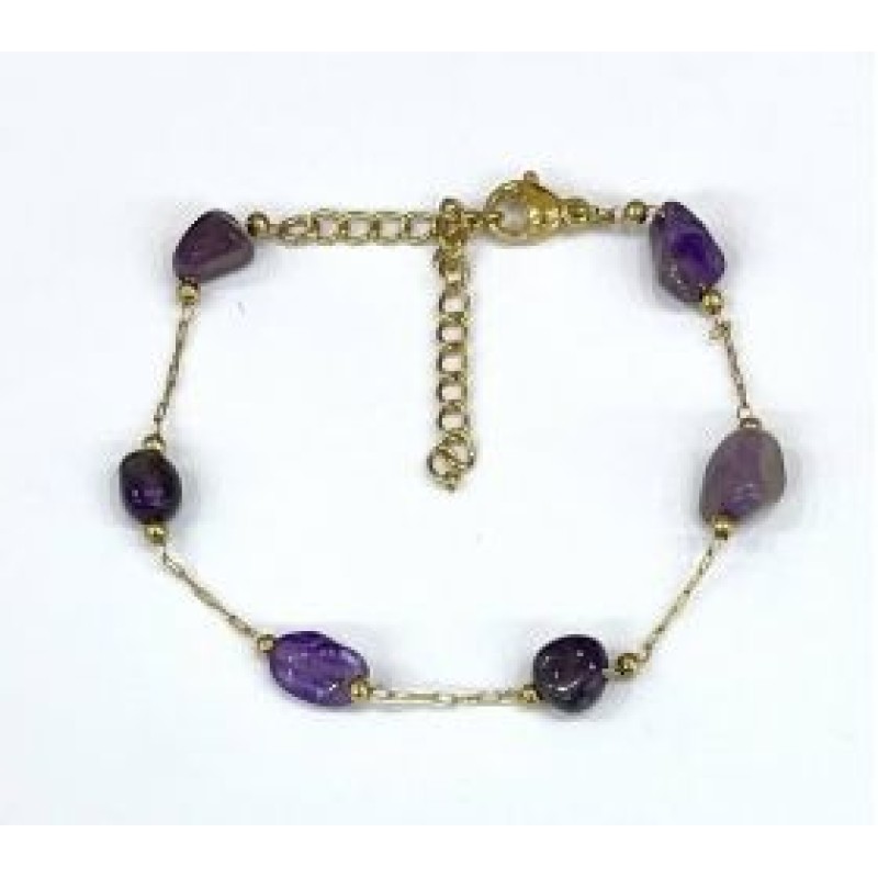 Kostibas 1513-908XJ, Βραχιόλι, Ατσάλι, Πέτρες, Χρυσό/Μωβ