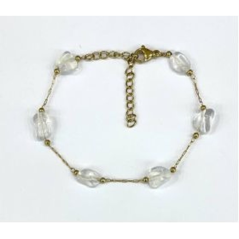 Kostibas 1513-908XL, Βραχιόλι, Ατσάλι, Πέτρες, Χρυσό/Λευκό