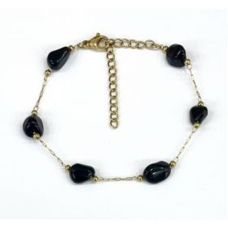 Kostibas 1513-908XM, Βραχιόλι, Ατσάλι, Πέτρες, Χρυσό/Μαύρο