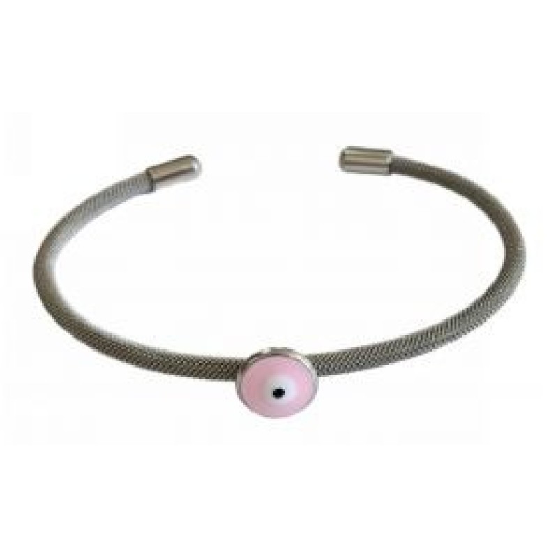 Kostibas 1513-978A, Βραχιόλι Χειροπέδα, Ατσάλι, Ασημί/Ροζ