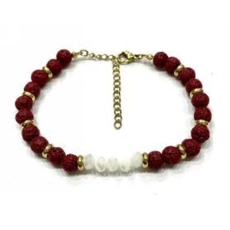 Kostibas 1514-719D, Βραχιόλι, Πέτρα, Μπορντό