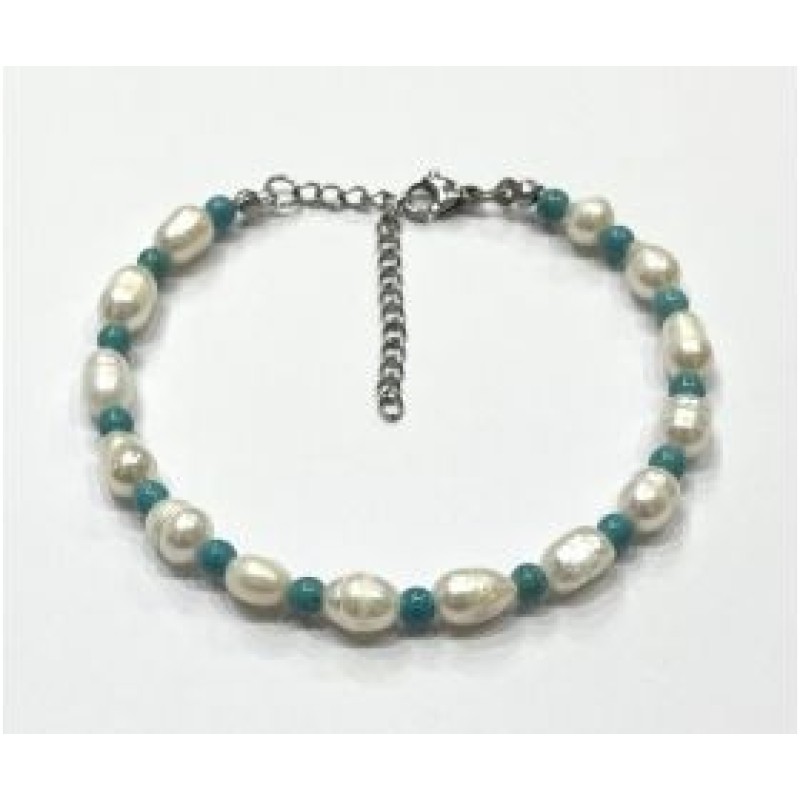 Kostibas 1514-903LD, Βραχιόλι, Πέτρα, Μαργαριτάρια, Τιρκουάζ