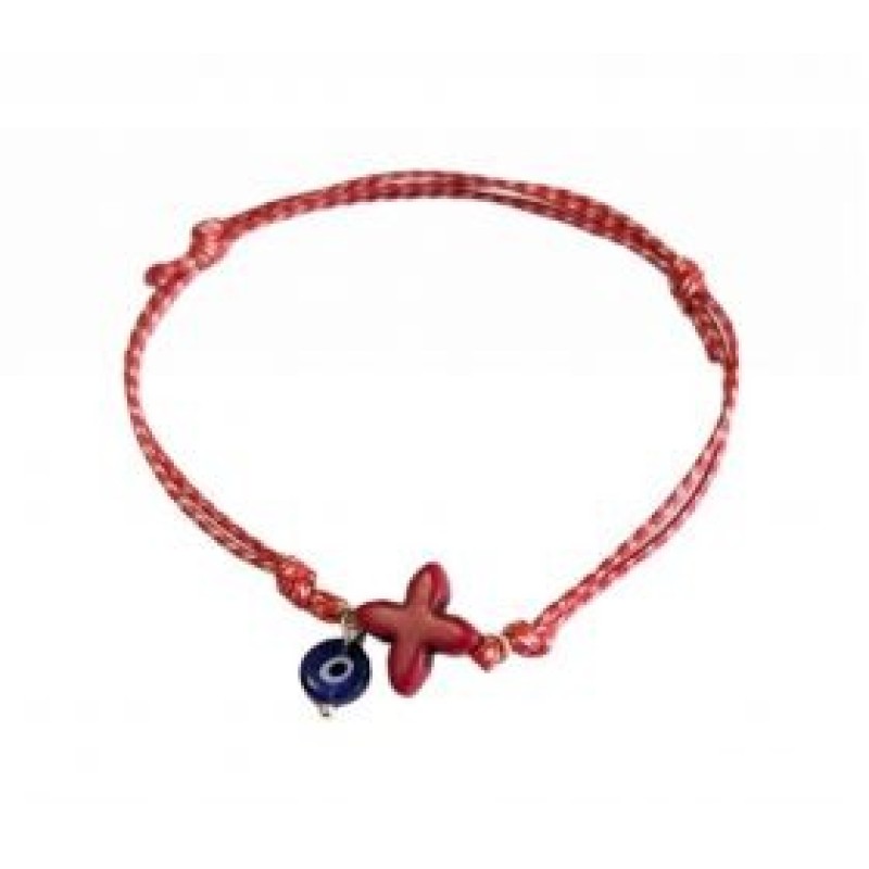Kostibas 1539-730X9, Βραχιόλι Μάρτης, Σχοινί, Μοτίφ, Κόκκινο