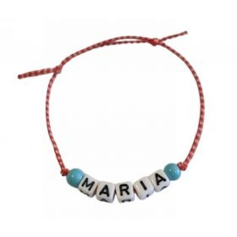 Kostibas 1539-750A3, Βραχιόλι Μάρτης, Σχοινί, Μοτίφ, Όνομα, Κόκκινο, Μαρία