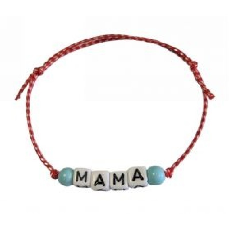 Kostibas 1539-750A5, Βραχιόλι Μάρτης, Σχοινί, Μοτίφ, Κόκκινο, Μαμά