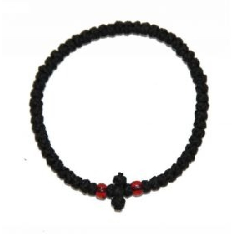 Kostibas 1559-412MU, Βραχιόλι Κομποσκοίνι, Εκκλησιαστικό, Παιδικό, Σχοινί, Μαύρο/Κόκκινο