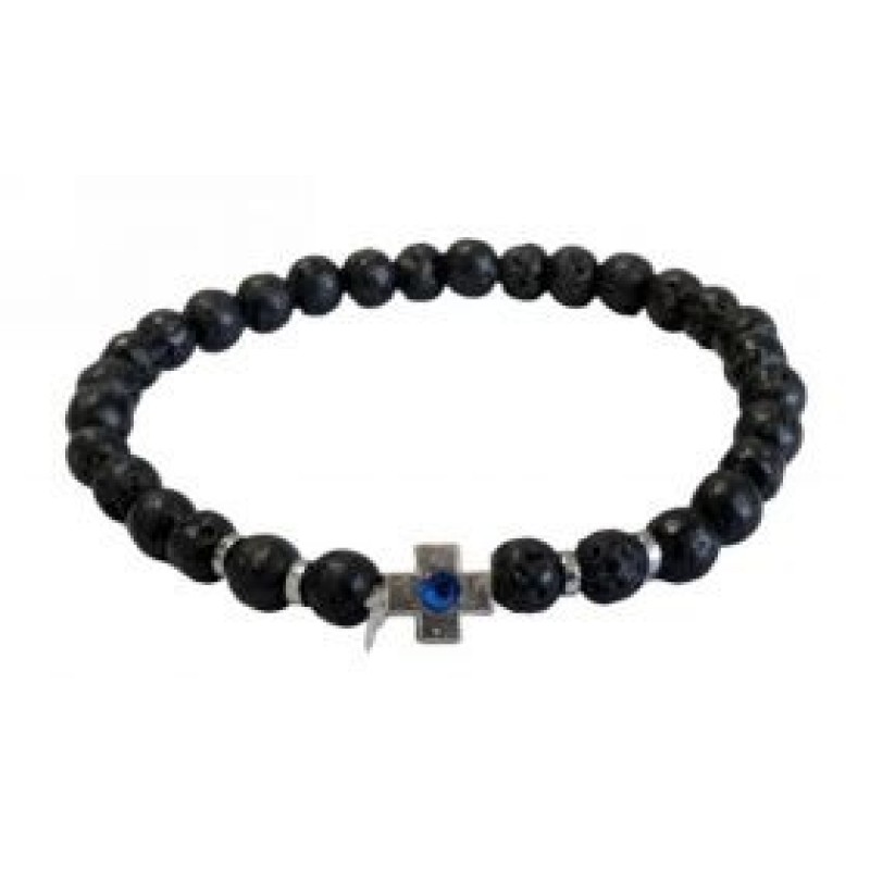 Kostibas 1559-672AB, Βραχιόλι Εκκλησιαστικό, Πέτρα, Λάβα, Μαύρο/Μπλε