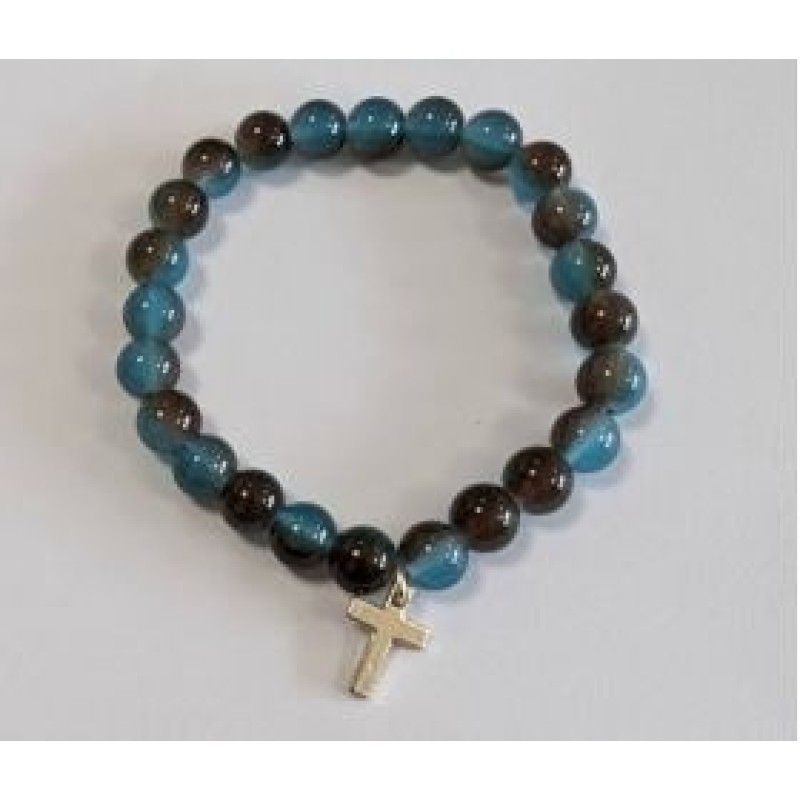 Kostibas 1559-682MX, Βραχιόλι Εκκλησιαστικό, Πέτρα, Μαύρο/Πετρόλ