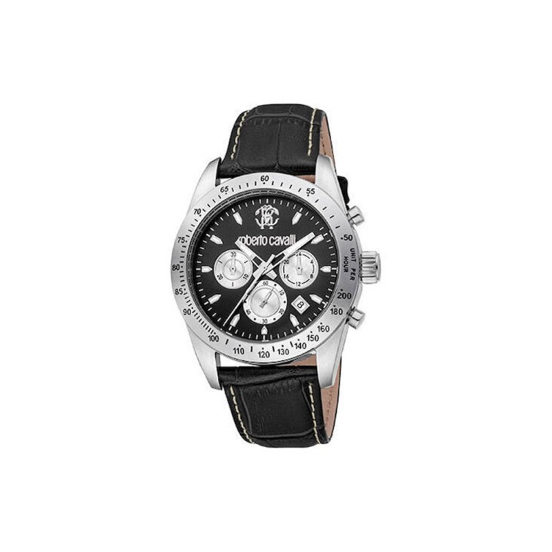 Roberto Cavalli RC5G046L1015, Stainless Steel, Δερμάτινο, ΤΕ, Μαύρο